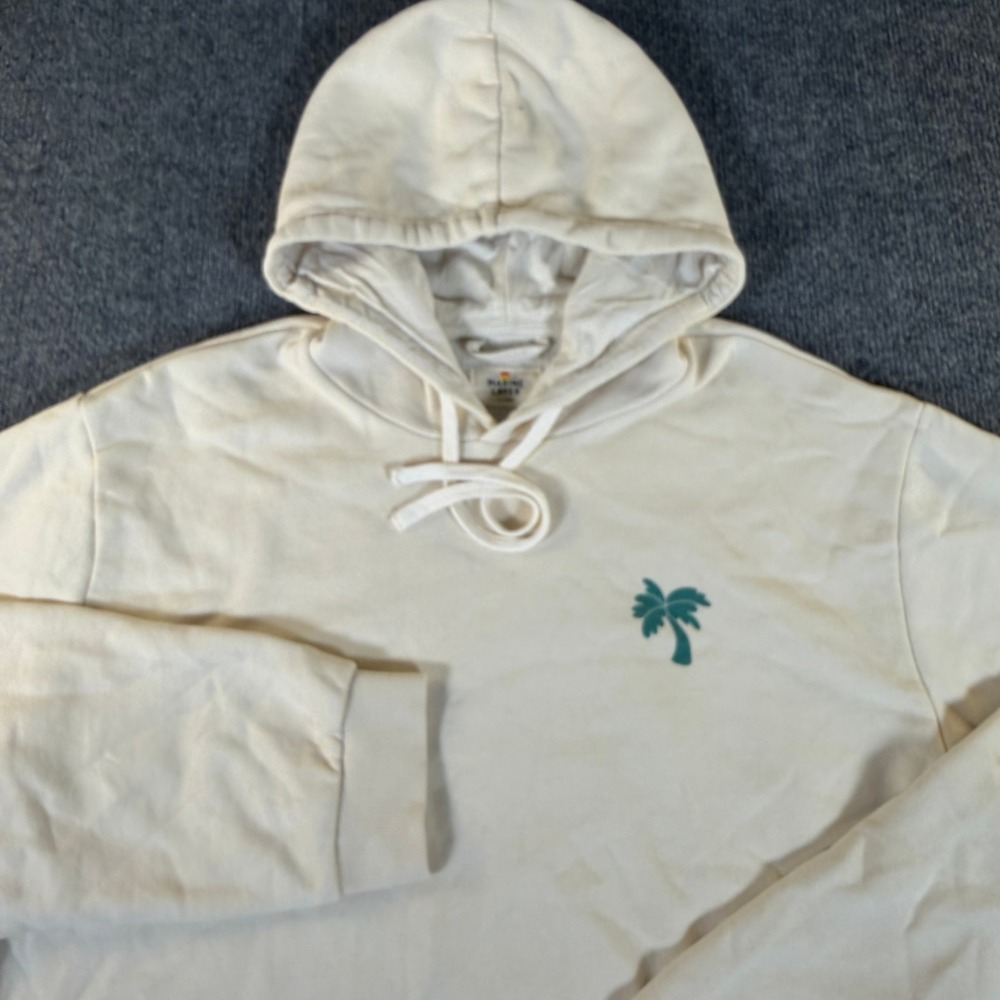 Marine Layer Bottoms Up Coastal Goods Hoodie Mens XL Cream Graphic Palm 14212